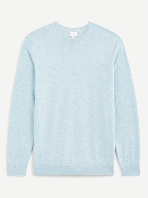 Celio Světle modrý pánský bavlněný basic svetr Celio Decoton