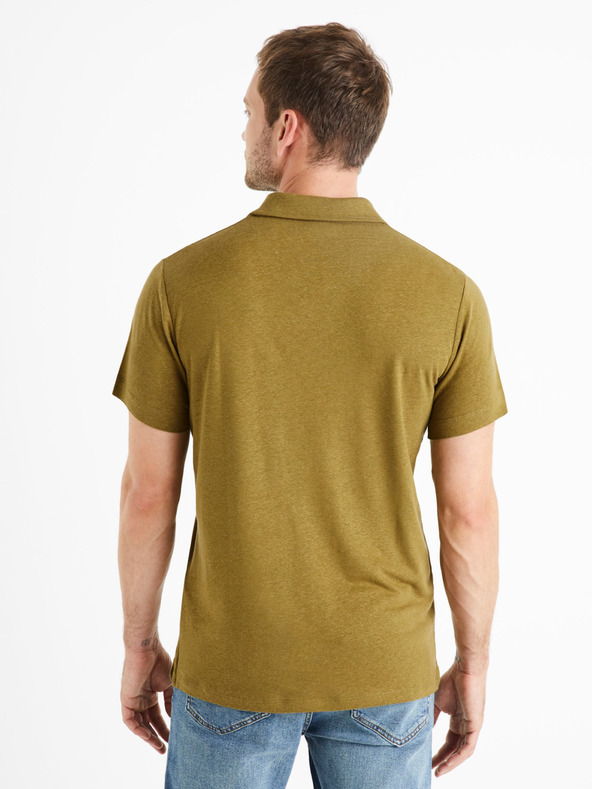 Celio Khaki pánské basic polo tričko Celio Deolive