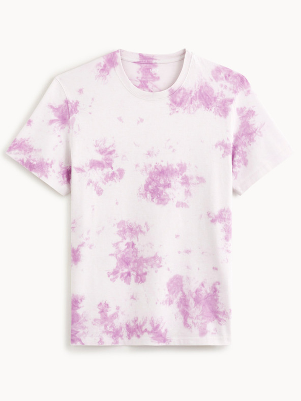 Celio Světle fialové pánské batikované tričko Celio Dengame