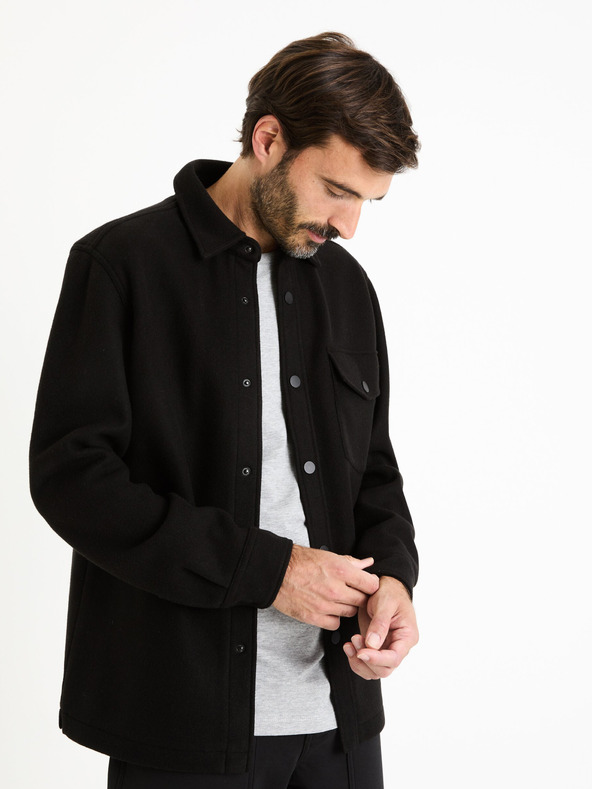 Celio Černá pánská svrchní košile Celio Faliau