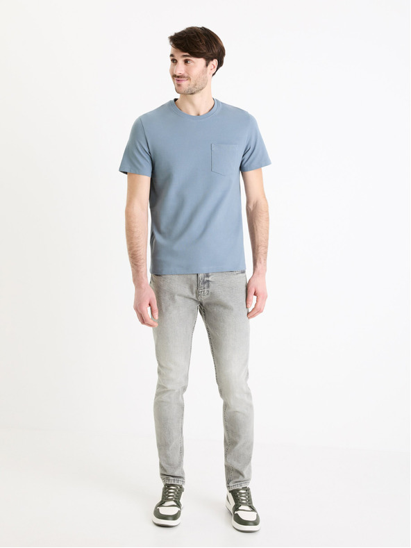 Celio Modré pánské basic tričko Celio Gepik
