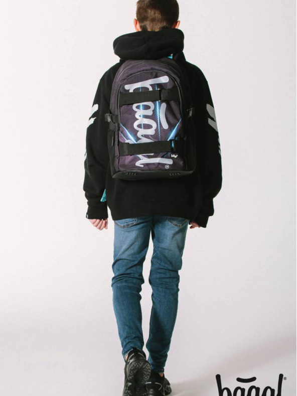 BAAGL  Černý 3 set skate bluelight: batoh, penál, sáček Baagl