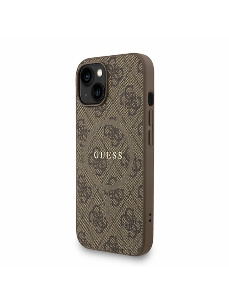 Guess Guess PU Leather 4G Colored Ring Strap MagSafe Zadní Kryt pro iPhone 15 Brown