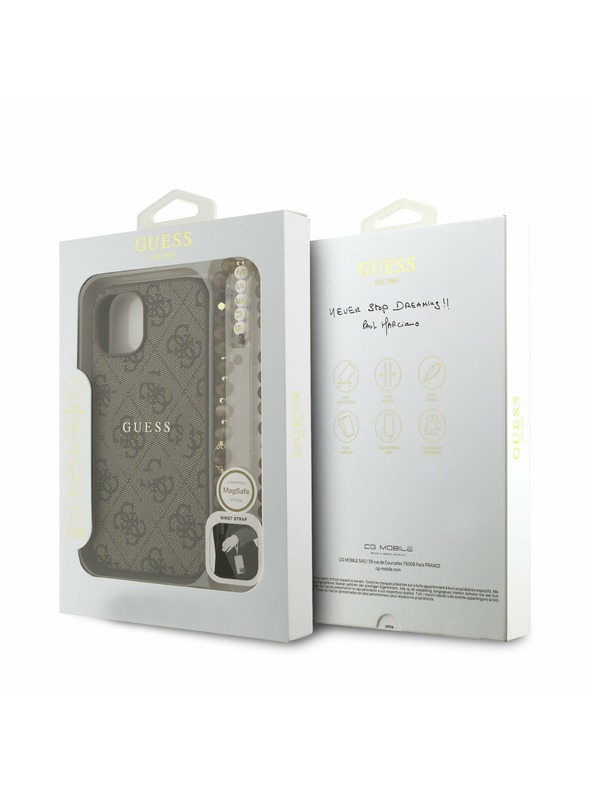 Guess Guess PU Leather 4G Colored Ring Strap MagSafe Zadní Kryt pro iPhone 15 Brown