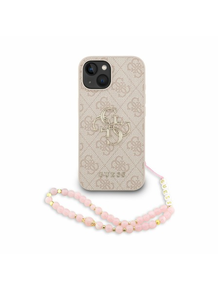Guess Guess PU 4G Metal Logo Strap Zadní Kryt pro iPhone 15 Pink