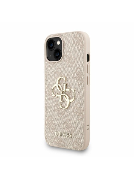 Guess Guess PU 4G Metal Logo Strap Zadní Kryt pro iPhone 15 Pink
