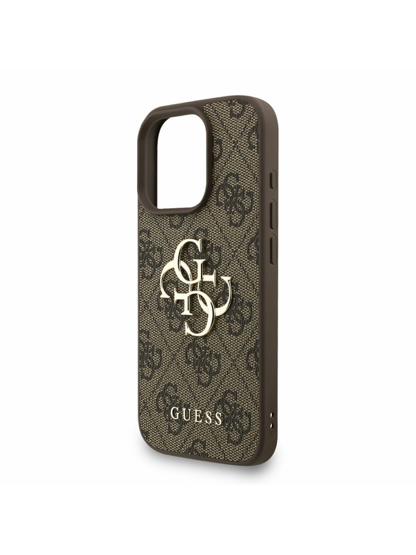 Guess Guess PU 4G Metal Logo Strap Zadní Kryt pro iPhone 16 Pro Brown