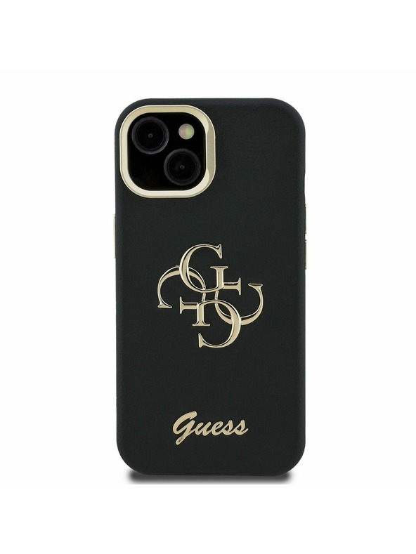Guess Guess PU Grained 4G Logo Stand Camera Frame Zadní Kryt pro iPhone 13 Black