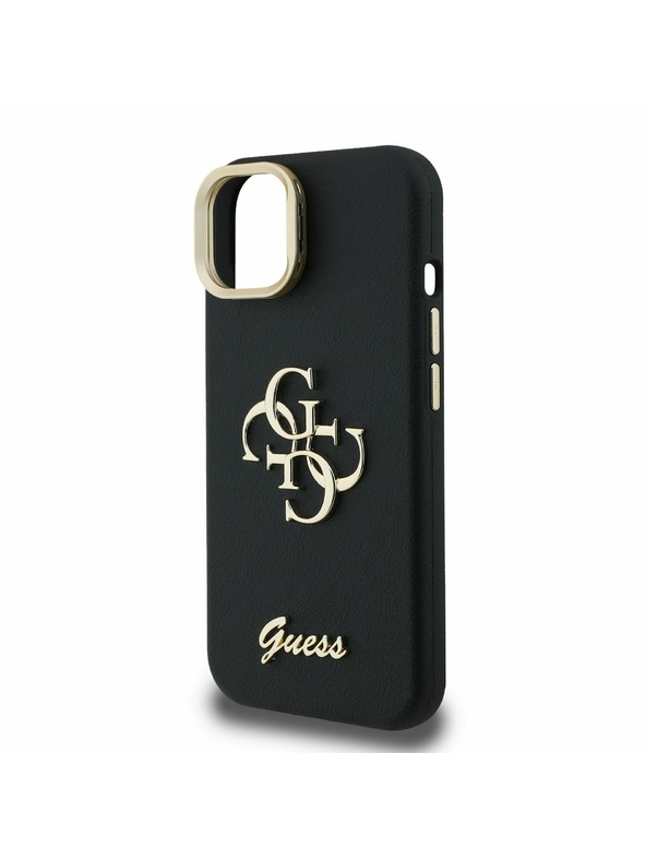 Guess Guess PU Grained 4G Logo Stand Camera Frame Zadní Kryt pro iPhone 13 Black