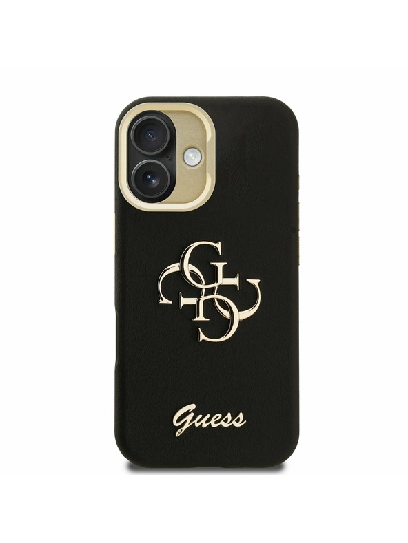 Guess Guess PU Grained 4G Logo Stand Camera Frame Zadní Kryt pro iPhone 16 Black