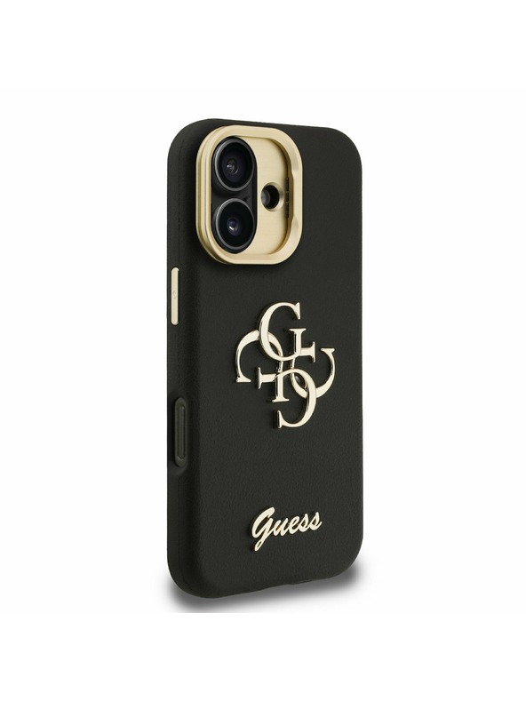 Guess Guess PU Grained 4G Logo Stand Camera Frame Zadní Kryt pro iPhone 16 Black