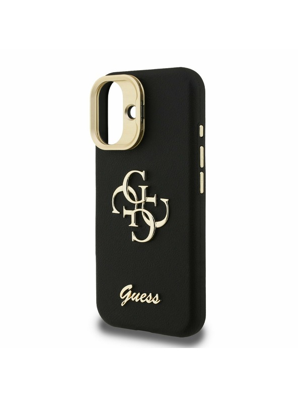Guess Guess PU Grained 4G Logo Stand Camera Frame Zadní Kryt pro iPhone 16 Black