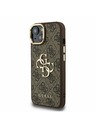 Guess Guess PU 4G Metal Logo Stand Camera Frame Zadní Kryt pro iPhone 13 Brown