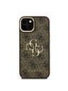 Guess Guess PU 4G Metal Logo Stand Camera Frame Zadní Kryt pro iPhone 13 Brown