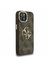 Guess Guess PU 4G Metal Logo Stand Camera Frame Zadní Kryt pro iPhone 13 Brown