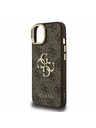 Guess Guess PU 4G Metal Logo Stand Camera Frame Zadní Kryt pro iPhone 13 Brown