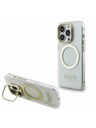 Guess Guess IML Gold Outline Stand Camera Frame MagSafe Zadní Kryt pro iPhone 15 Pro Transparent