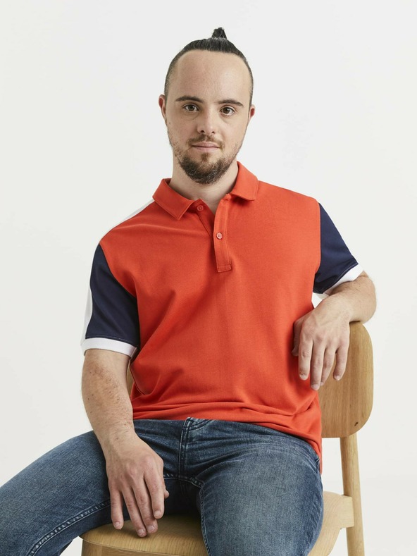 Celio Modro-oranžové pánské polo tričko Celio