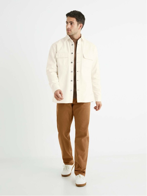 Celio Hnědé pánské straight fit džíny Celio Vopry1