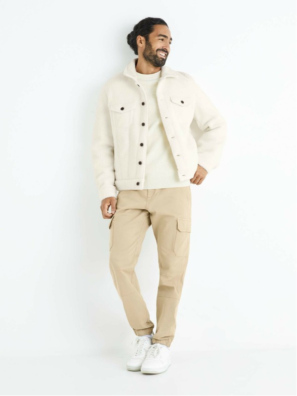 Celio Béžové pánské kalhoty s kapsami Celio Solyte