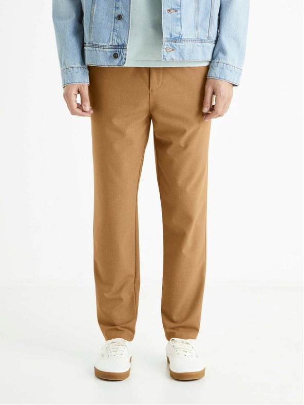 Celio Hnědé pánské kalhoty Celio 24H Bocal