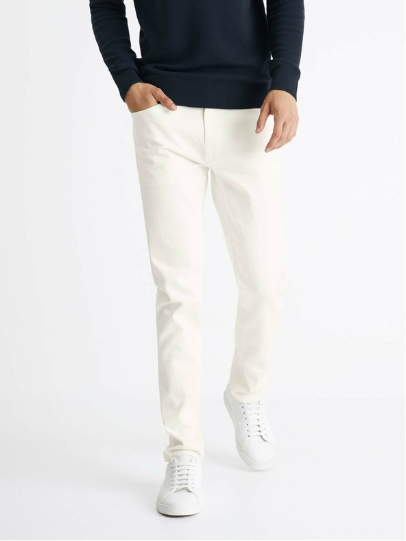 Celio Krémové pánské slim fit džíny Celio Coslim4