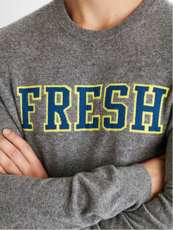 Celio Šedý pánský svetr z Merino vlny Celio Cenormal