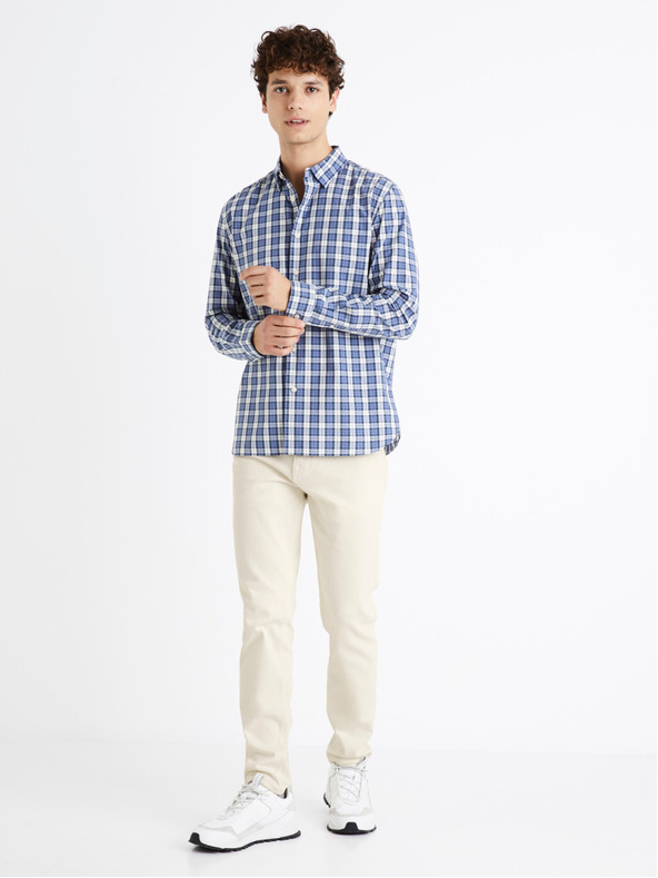 Celio Bílo-modrá pánská kostkovaná košile Celio Dawayne