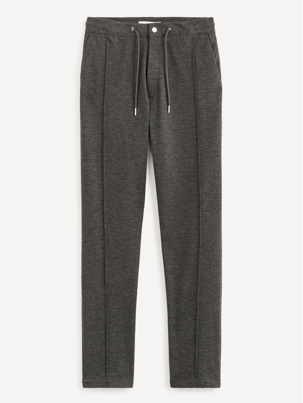 Celio Tmavě šedé pánské kalhoty Celio 24H Cobozal