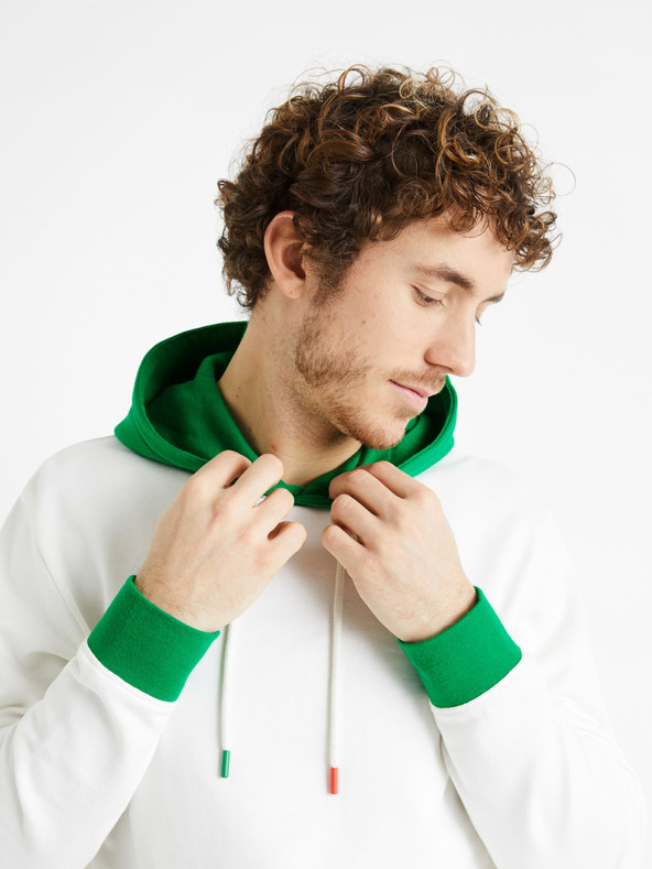 Celio Zeleno-bílá pánská mikina Celio Demultico