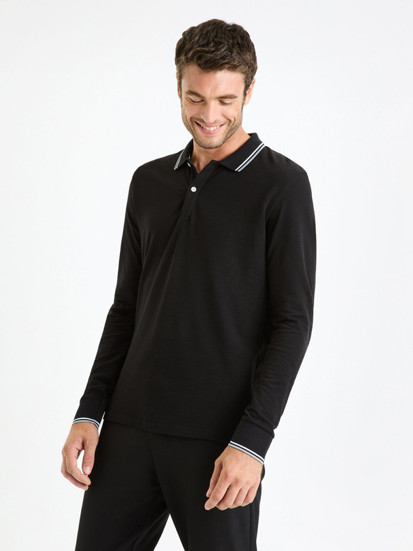 Celio Černé pánské basic polo tričko Celio Decolml