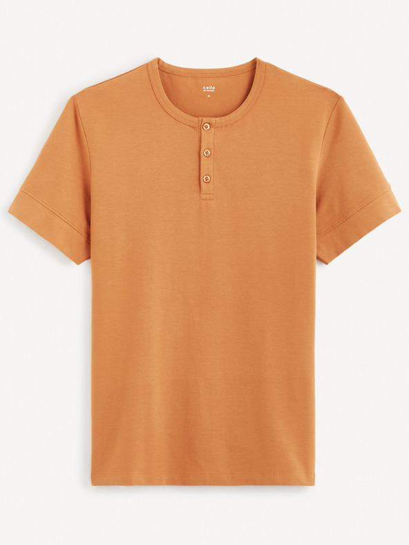 Celio Hnědé pánské basic tričko Celio Geley