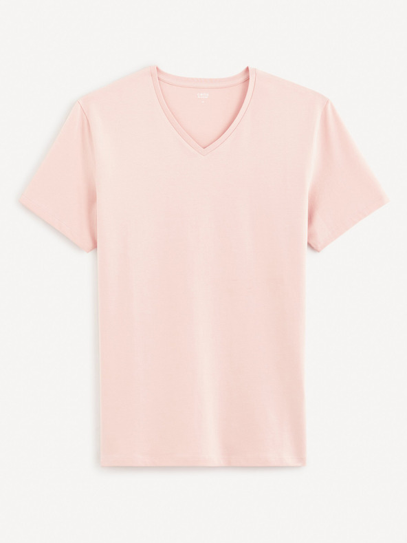 Celio Růžové pánské basic tričko Celio Neuniv