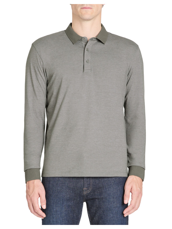 Celio Šedé pánské polo tričko s dlouhým rukávem Celio Janime