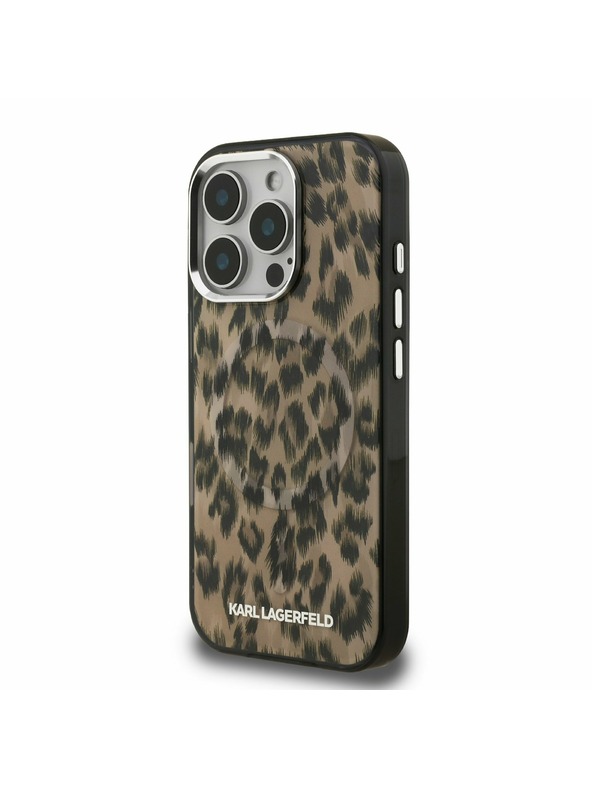Karl Lagerfeld Karl Lagerfeld IML Leopard MagSafe Zadní Kryt pro iPhone 16 Pro Brown