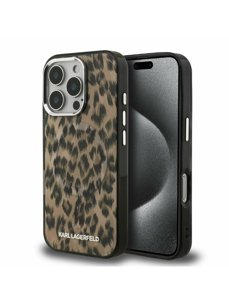 Karl Lagerfeld Karl Lagerfeld IML Leopard MagSafe Zadní Kryt pro iPhone 16 Pro Max Brown