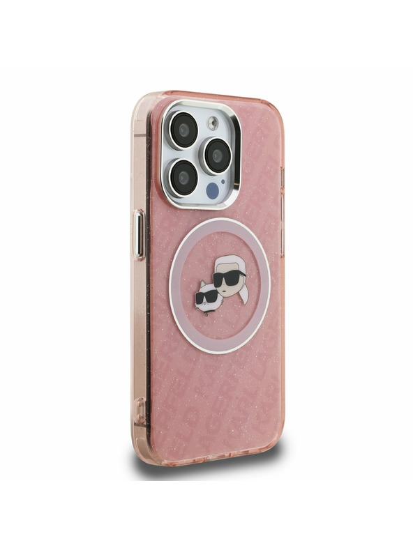 Karl Lagerfeld Karl Lagerfeld IML K&CH Heads Repeated Logo MagSafe Zadní Kryt pro iPhone 15 Pro Max Pink
