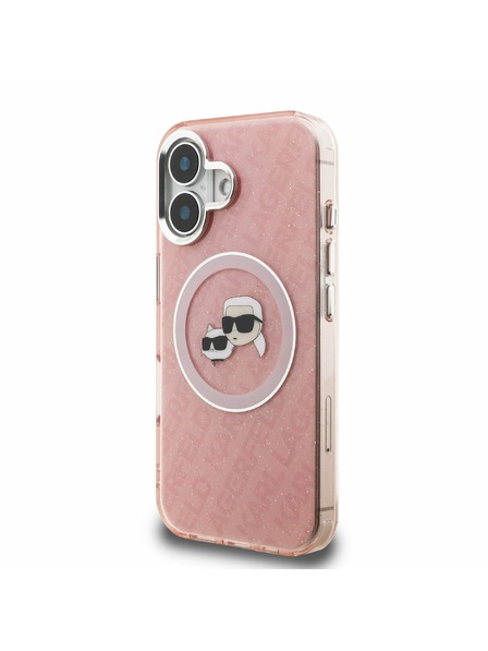 Karl Lagerfeld Karl Lagerfeld IML K&CH Heads Repeated Logo MagSafe Zadní Kryt pro iPhone 16 Pink