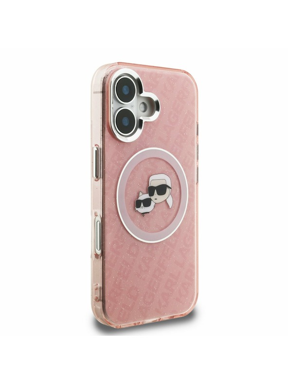 Karl Lagerfeld Karl Lagerfeld IML K&CH Heads Repeated Logo MagSafe Zadní Kryt pro iPhone 16 Pink