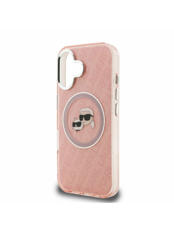 Karl Lagerfeld Karl Lagerfeld IML K&CH Heads Repeated Logo MagSafe Zadní Kryt pro iPhone 16 Pink