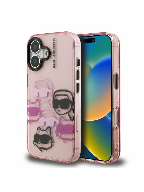 Karl Lagerfeld Karl Lagerfeld IML Multi K&CH Heads Zadní Kryt pro iPhone 16 Pink