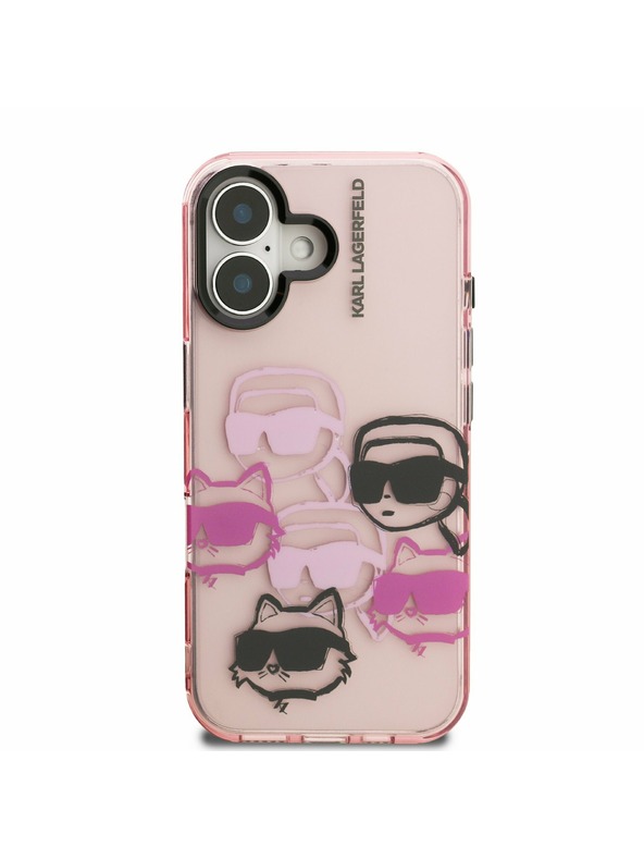 Karl Lagerfeld Karl Lagerfeld IML Multi K&CH Heads Zadní Kryt pro iPhone 16 Pink