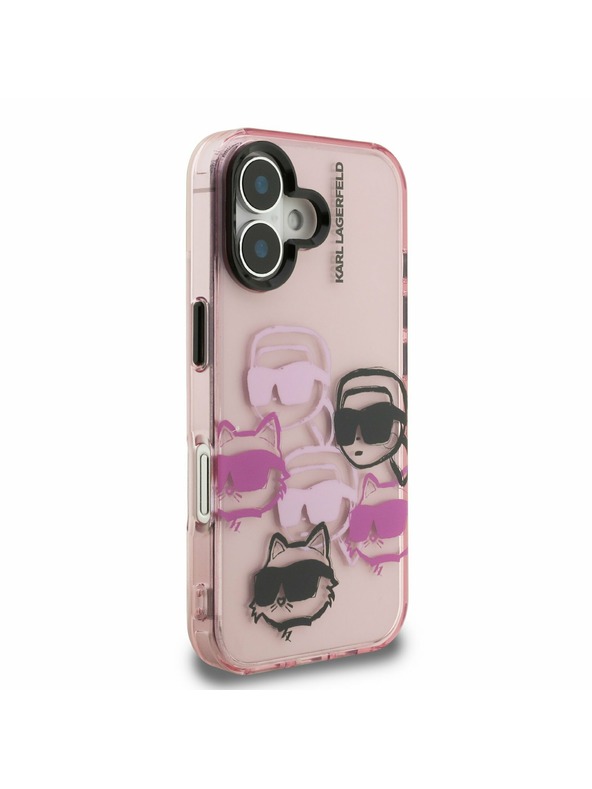 Karl Lagerfeld Karl Lagerfeld IML Multi K&CH Heads Zadní Kryt pro iPhone 16 Pink