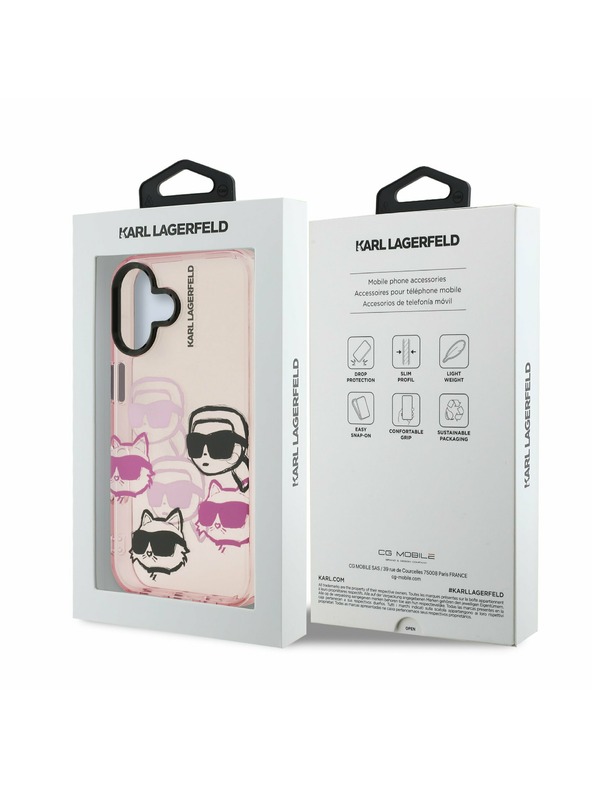 Karl Lagerfeld Karl Lagerfeld IML Multi K&CH Heads Zadní Kryt pro iPhone 16 Pink