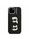 Karl Lagerfeld Karl Lagerfeld Grained PU K&CH Heads Zadní Kryt pro iPhone 15 Black