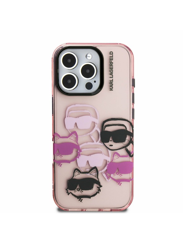 Karl Lagerfeld Karl Lagerfeld IML Multi K&CH Heads Zadní Kryt pro iPhone 16 Pro Pink