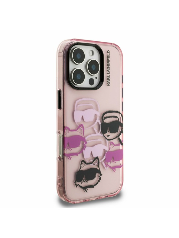 Karl Lagerfeld Karl Lagerfeld IML Multi K&CH Heads Zadní Kryt pro iPhone 16 Pro Pink