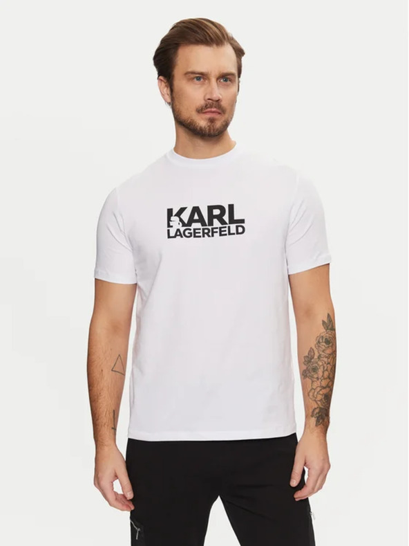 Karl Lagerfeld Pánské bílé tričko 551235 Karl Lagerfeld