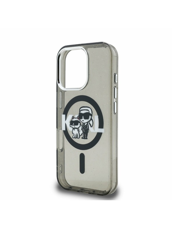 Karl Lagerfeld Karl Lagerfeld IML Glitter Karl and Choupette Sketch MagSafe Zadní Kryt pro iPhone 16 Pro Max Black