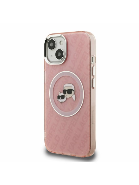 Karl Lagerfeld Karl Lagerfeld IML K&CH Heads Repeated Logo MagSafe Zadní Kryt pro iPhone 15 Pink